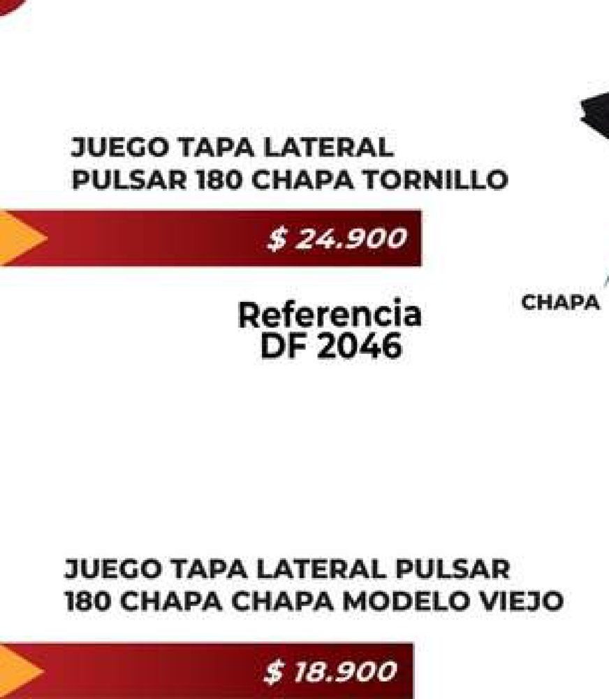 Juego tapa lateral Pulsar 180 chapa - tornillo DF 2046