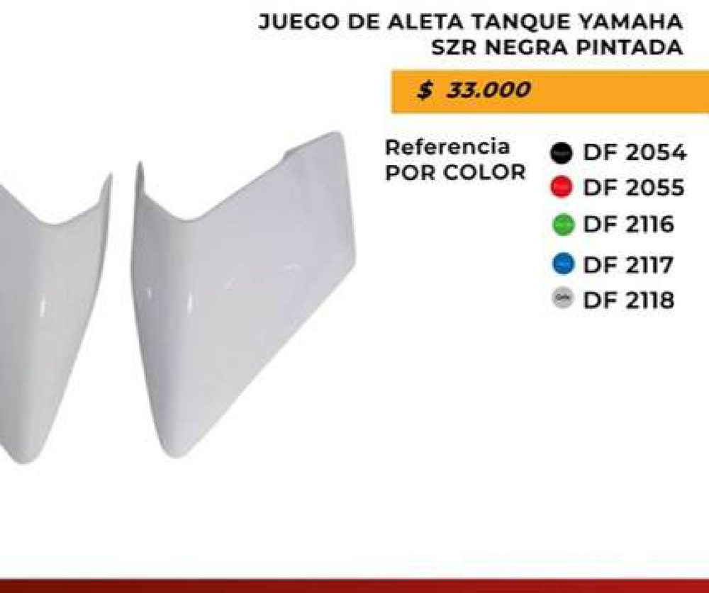 Juego de aleta tanque Yamaha SZR pintada DF 2054