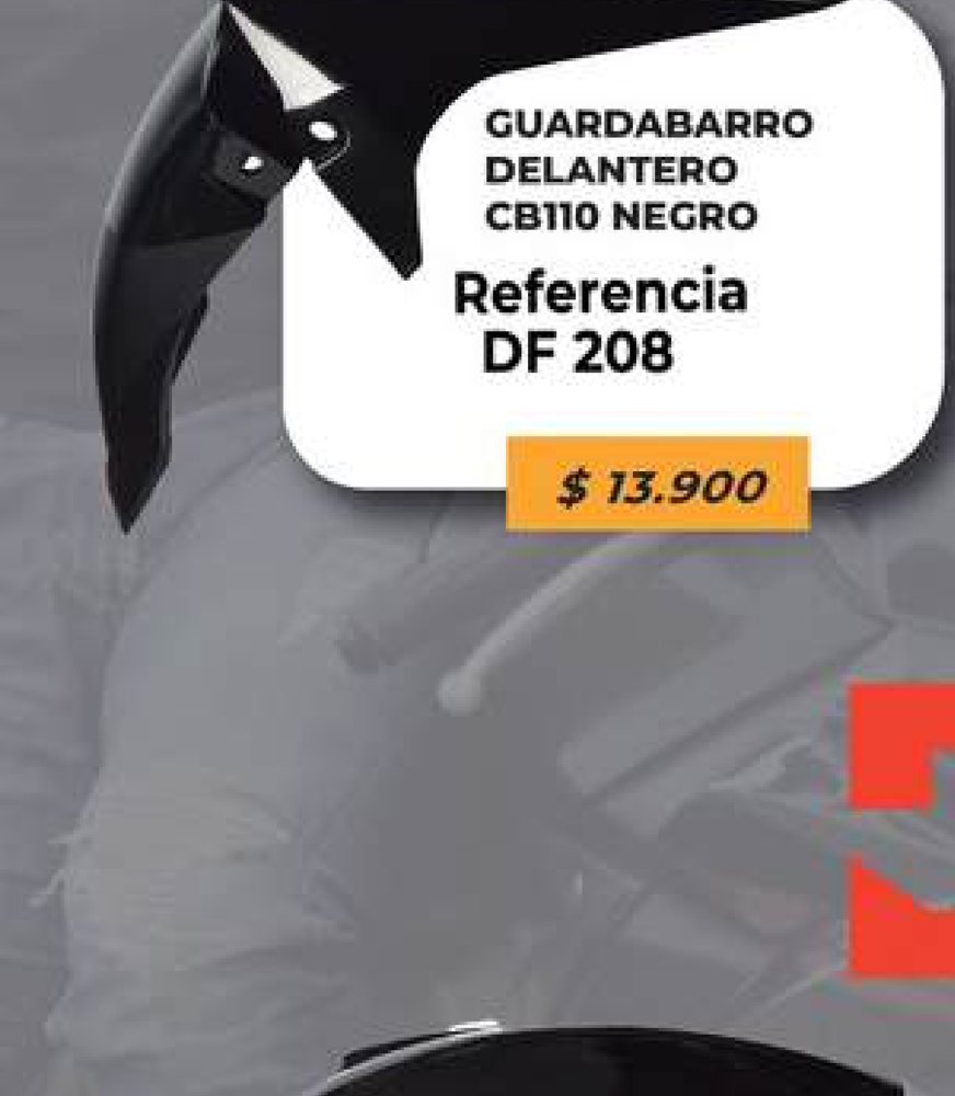 Guardabarro delantero CB 110 negro DF 208
