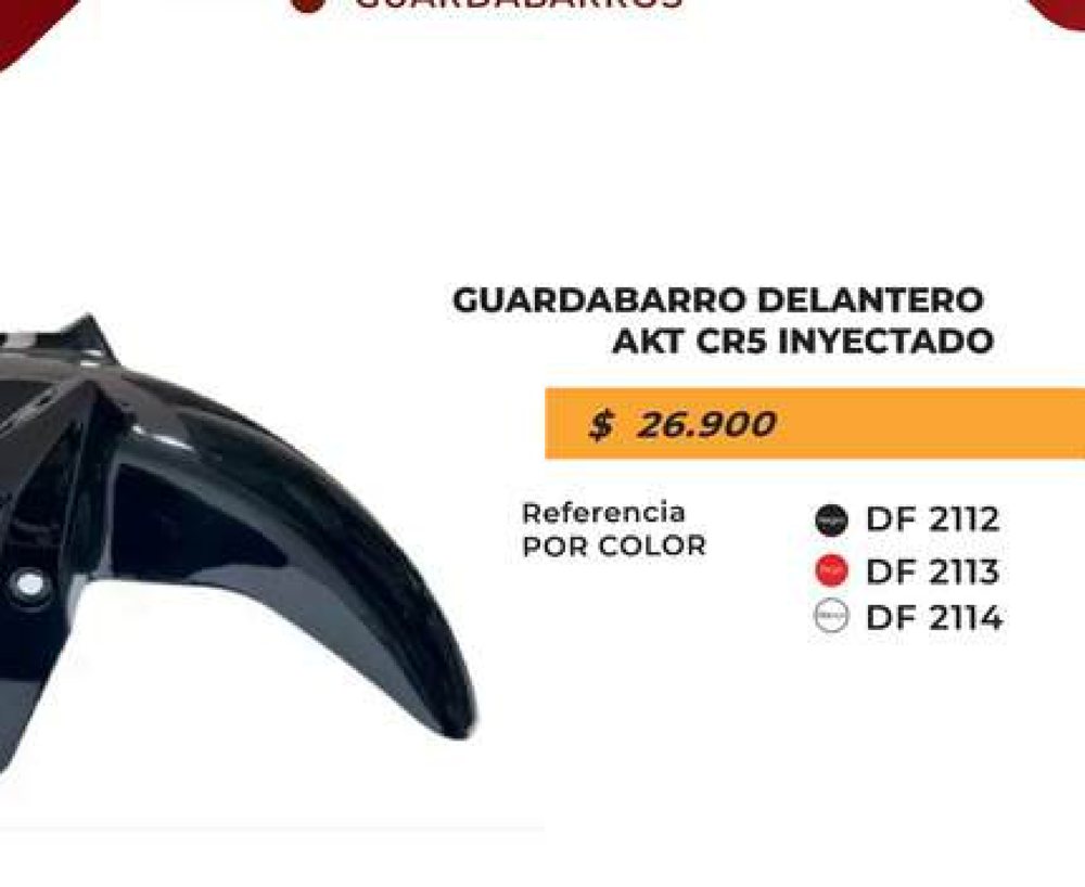 Guardabarro delantero AKT CR5 inyectado DF 2112
