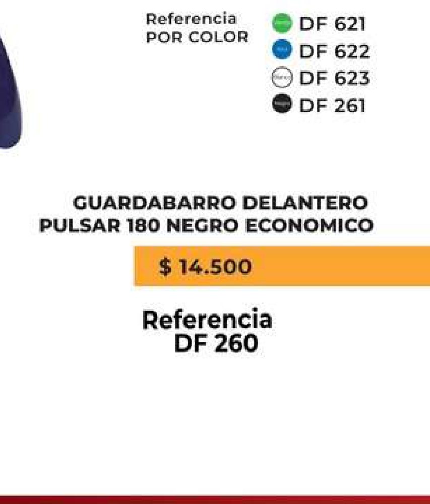 Guardabarro delantero Pulsar 180 negro economico DF 260