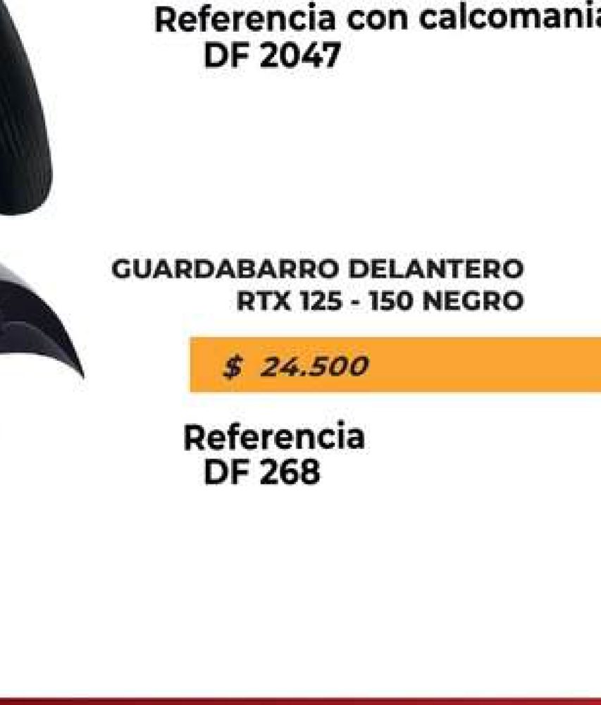 Guardabarro delantero RTX 125 - 150 negro DF 268