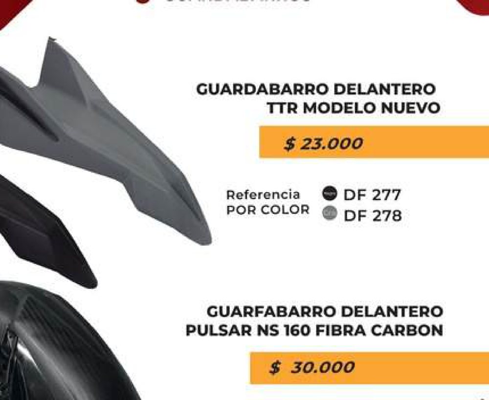 Guardabarro delantero TTR modelo nuevo DF 277