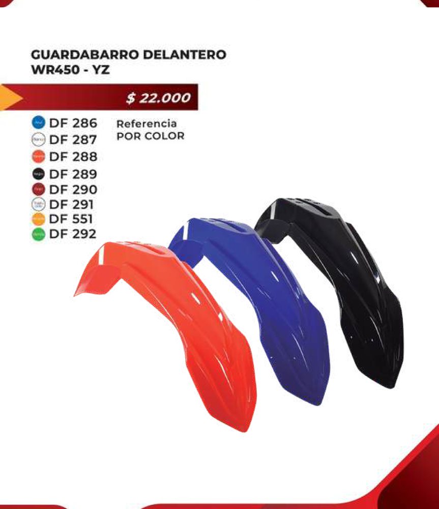 Guardabarro delantero WR 450 - YZ DF 286