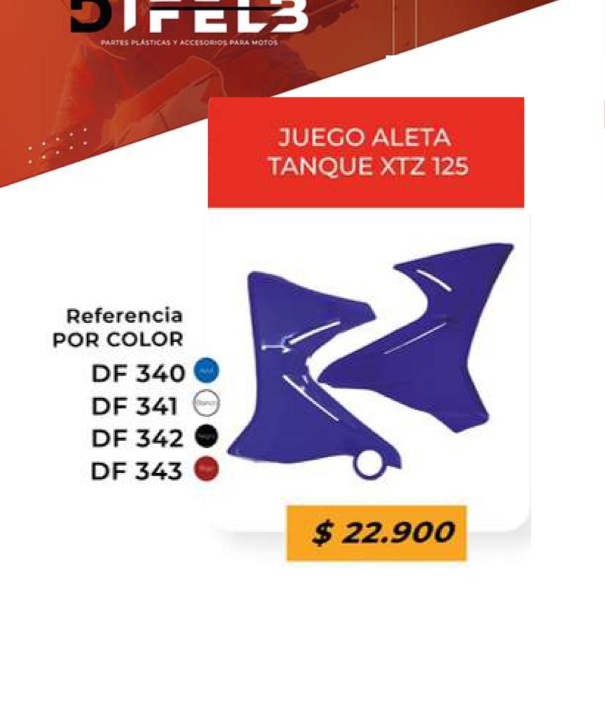 Juego aleta tanque XTZ 125 DF 340