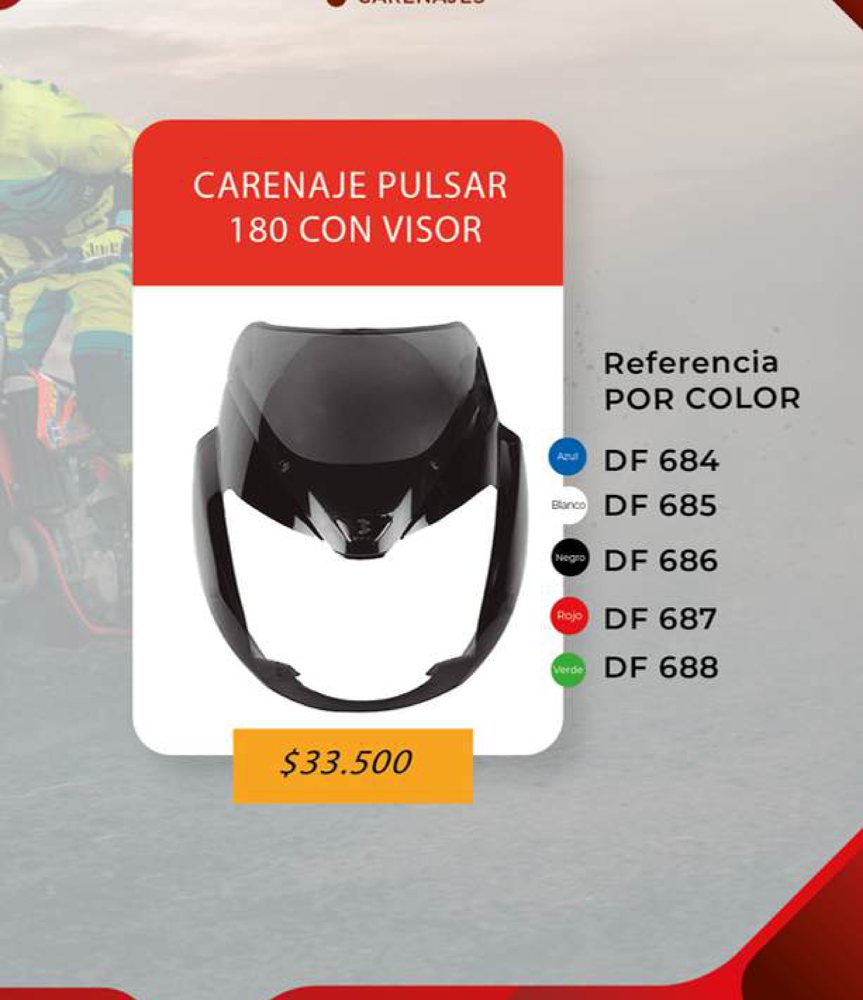 Carenaje Pulsar 180 con visor DF 684