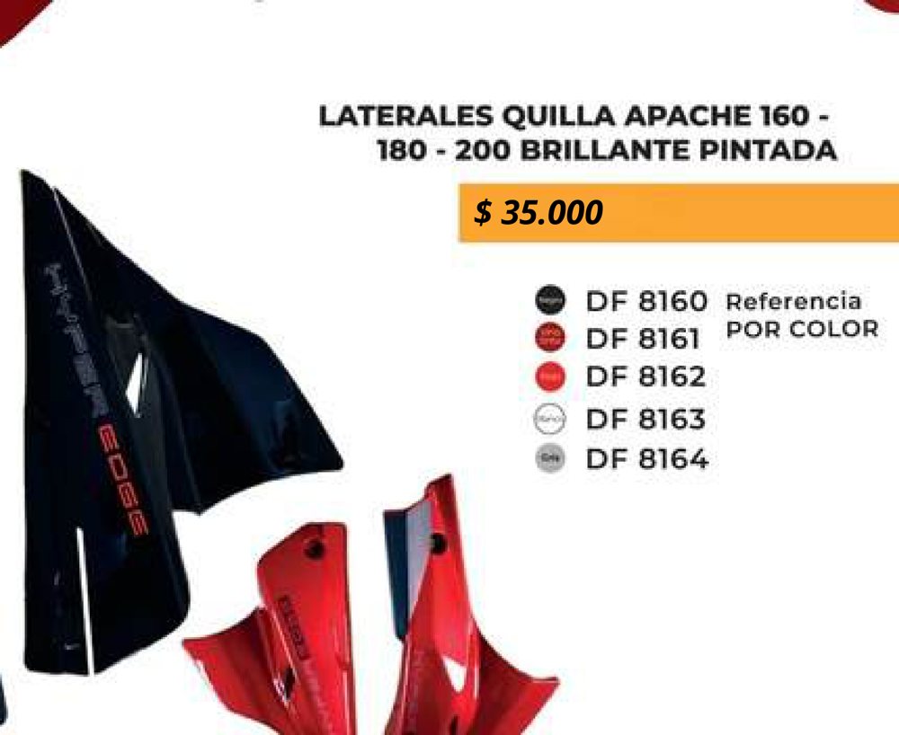 Laterales quilla Apache 160 - 180 - 200 brillante pintada DF 8160
