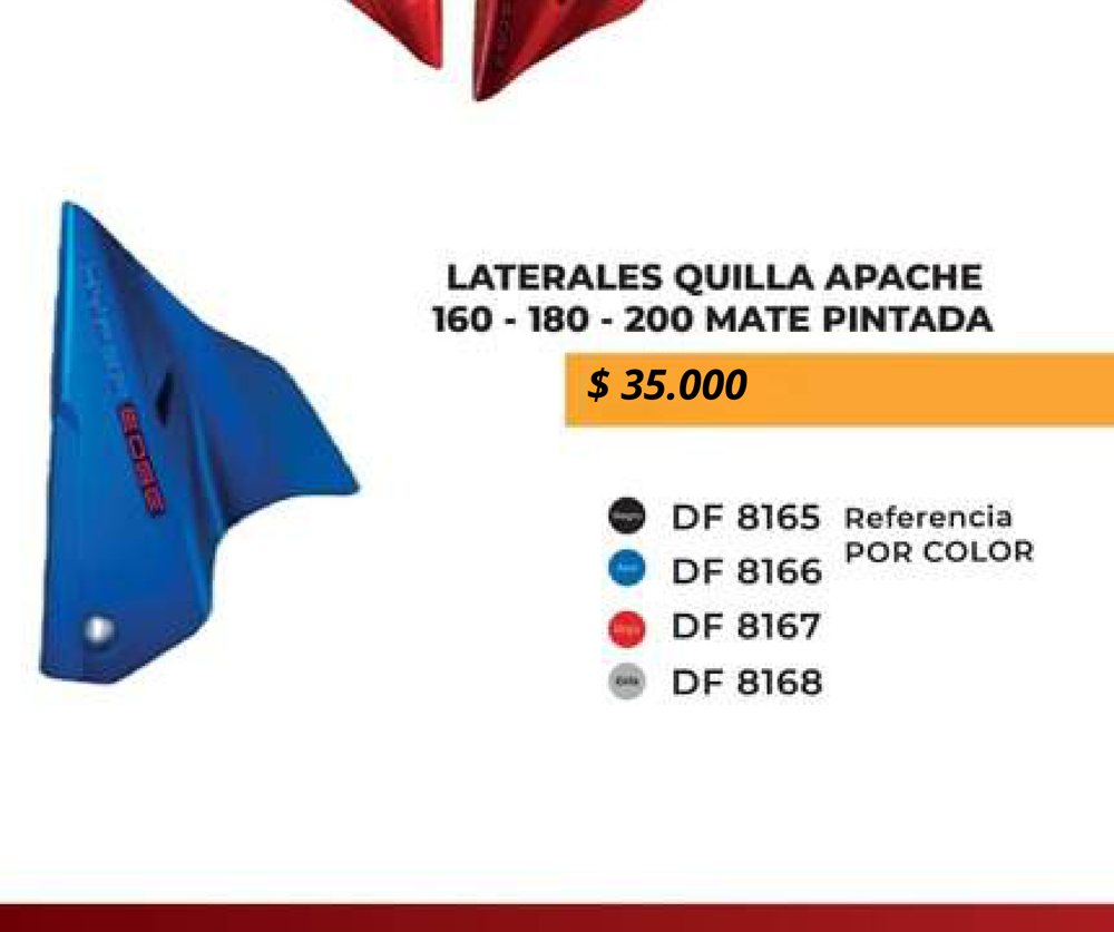 Laterales quilla Apache 160 - 180 - 200 mate pintada DF 8165