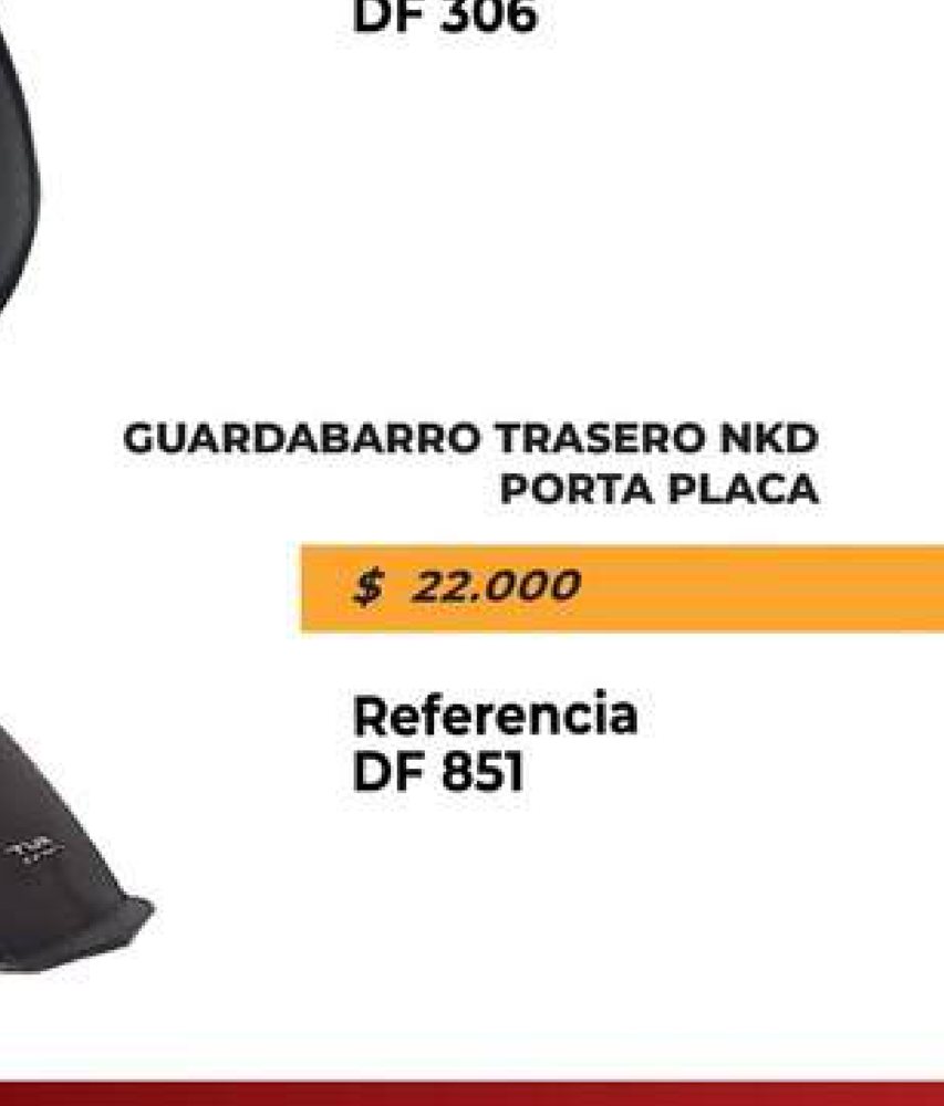 Guardabarro trasero NKD porta placa DF 851