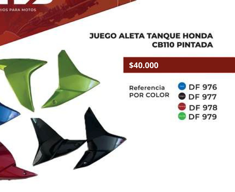 Juego aleta tanque Honda CB 110 pintada DF 976